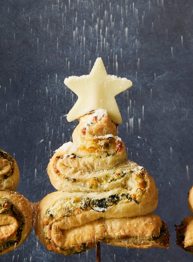 spinach artichoke christmas tree skewers