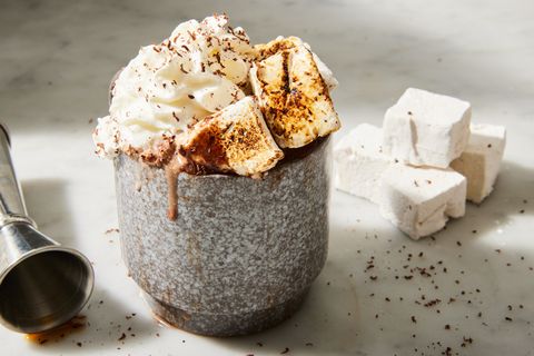spiked hot chocolate with kahlua marshmallows and whipped cream