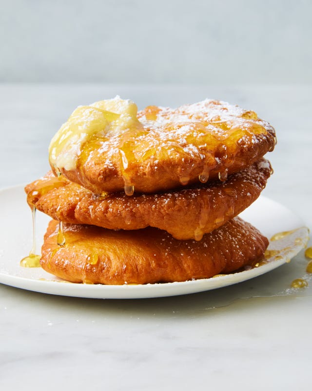 utah scones with honey butter and powdered sugar