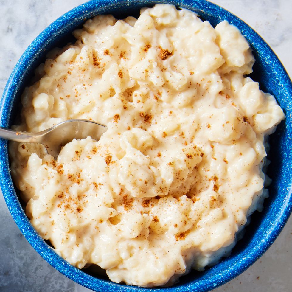 rice pudding dusted with cinnamon
