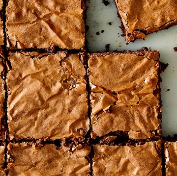 brownies in a grid on a marble surface