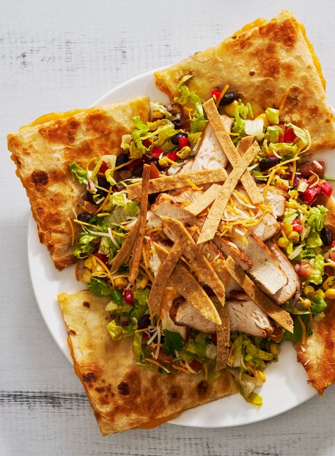 copycat quesadilla explosion salad on a white plate