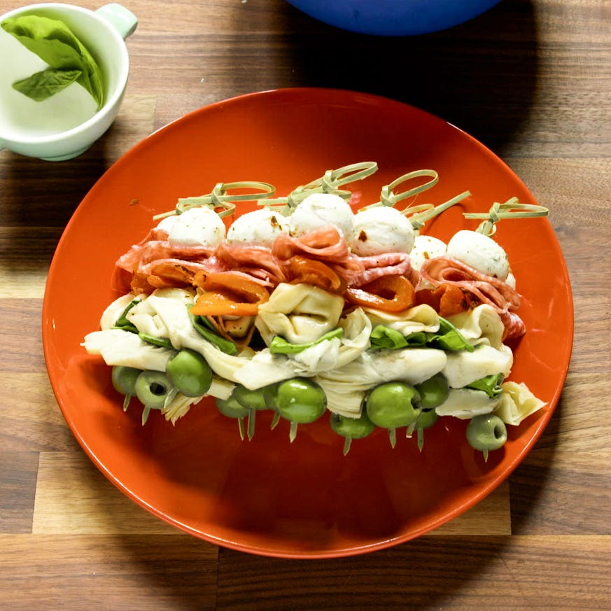antipasto skewers steps