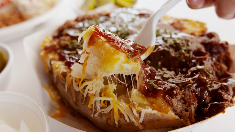 Dish, Food, Cuisine, Ingredient, Potato, Produce, Baked potato, Staple food, Solanum, Baked goods, 