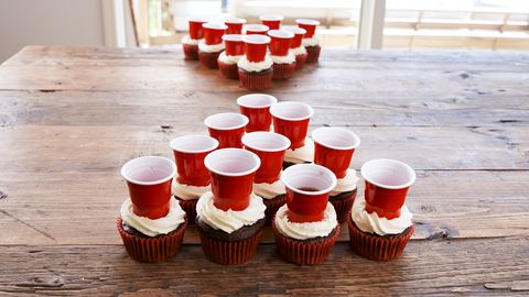 red, baking cup, baking, cake decorating, cup, table, cupcake, dessert, icing, cake,
