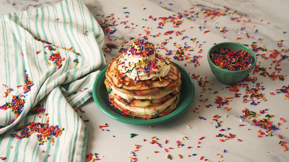 preview for Give Your Breakfast A Festive Boost With Birthday Cake Pancakes