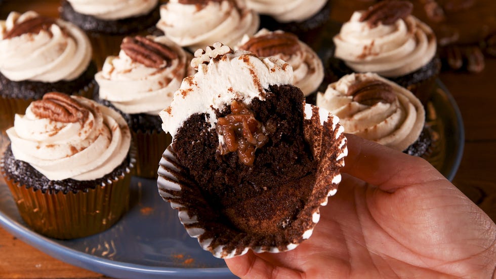 Boozy Pecan Pie Cupcakes - Delish.com