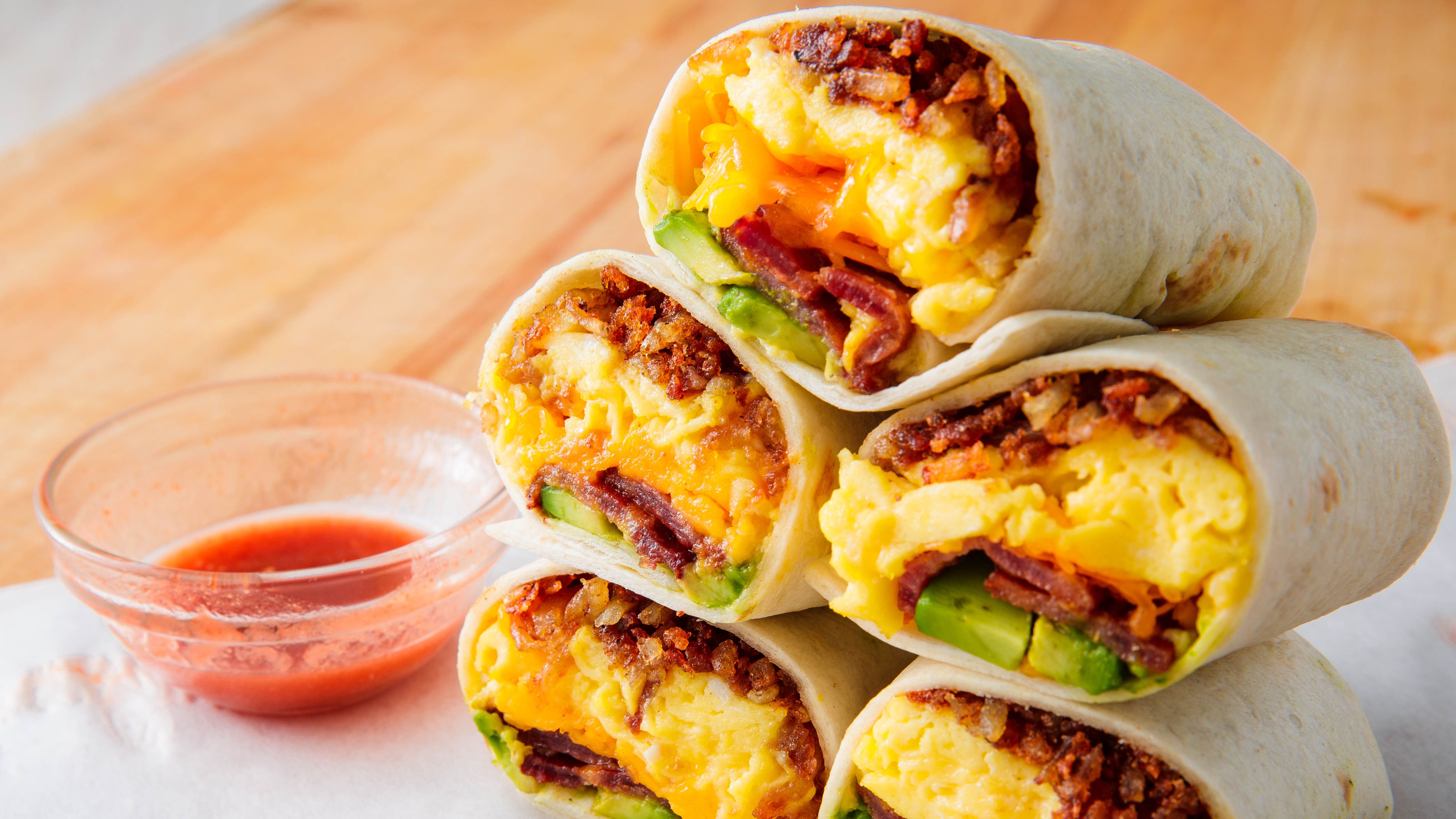 Classic Bacon, Egg, and Cheese Breakfast Burritos with Chipotle Aioli  Recipe