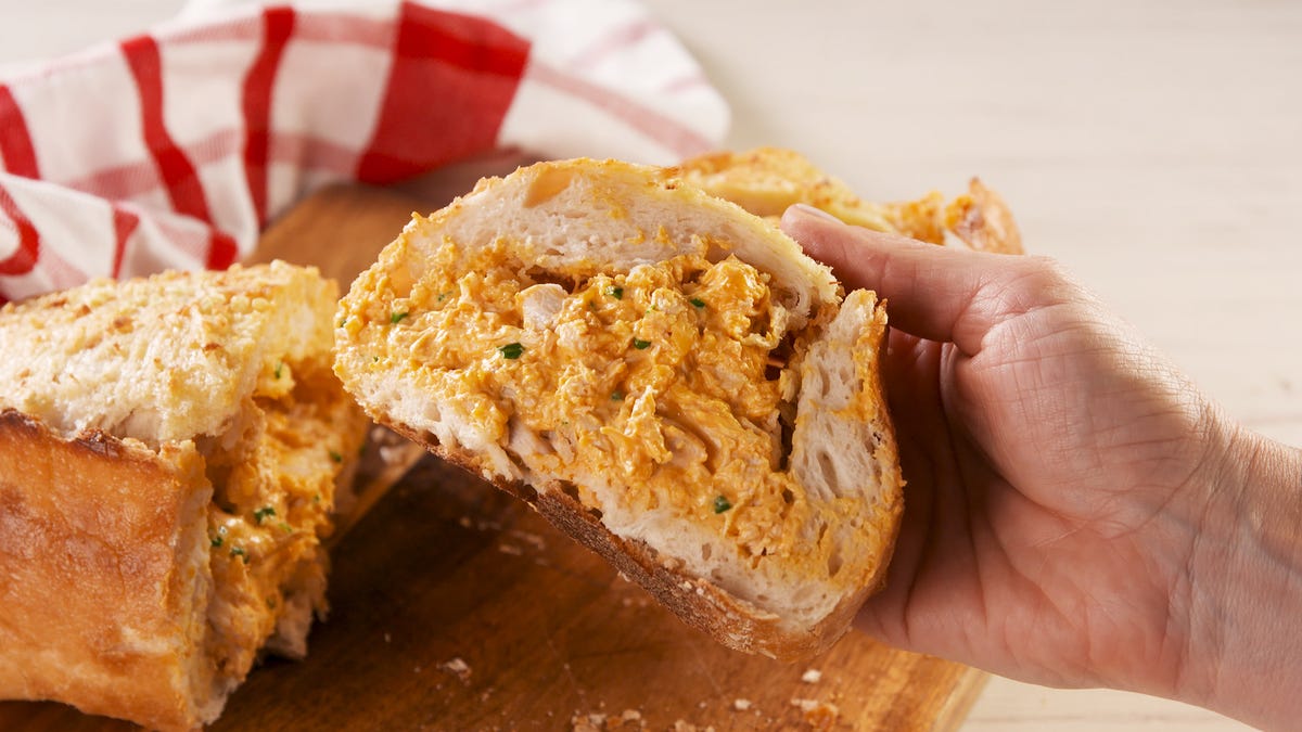 Buffalo Chicken Stuffed Bread Recipe - How to Make Buffalo Chicken ...