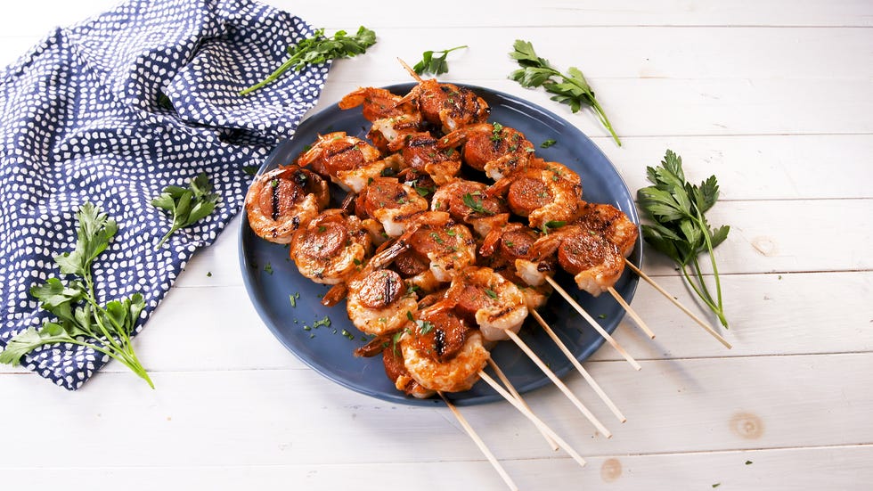 cajun shrimp sausage skewers