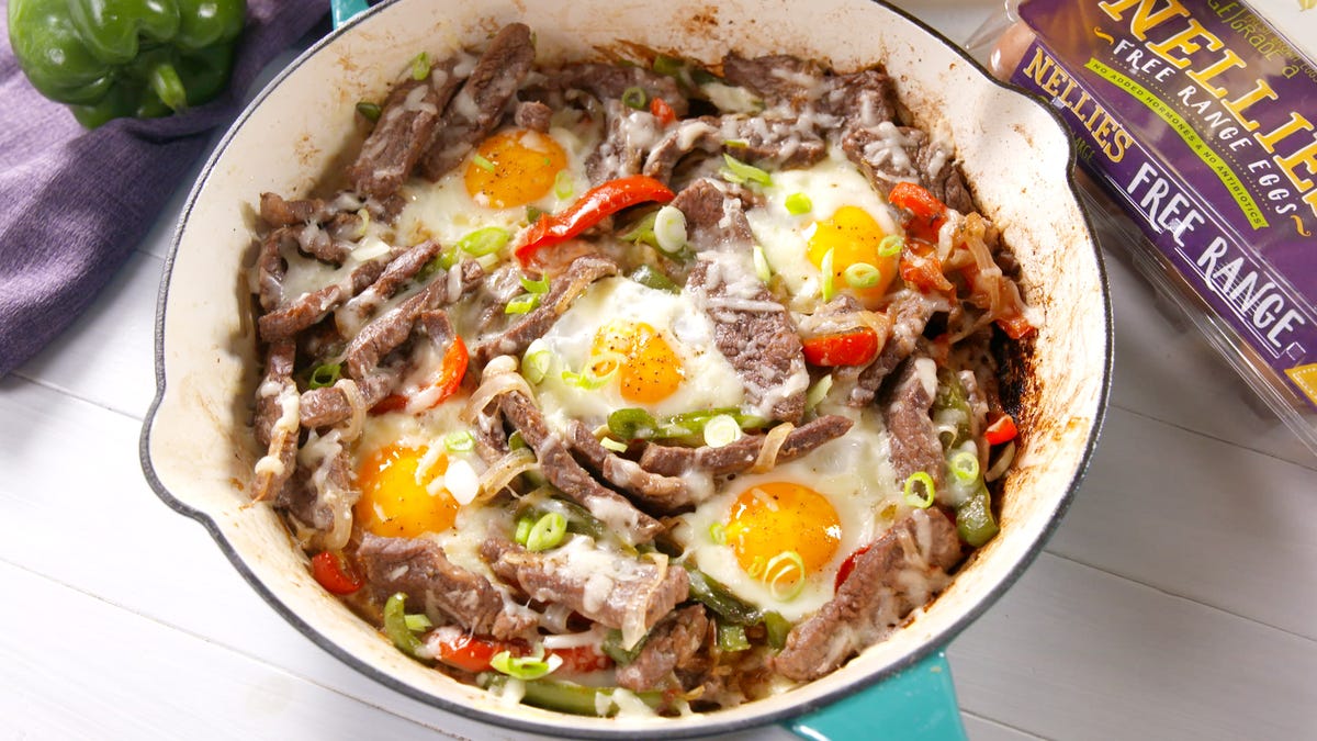 Cheesesteak Baked Eggs