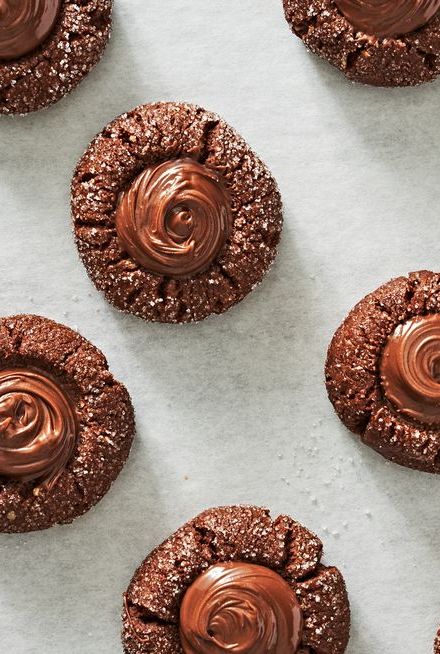 chocolate hazelnut thumbprint cookies