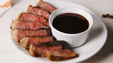 coffee rubbed steak with coffee bourbon sauce