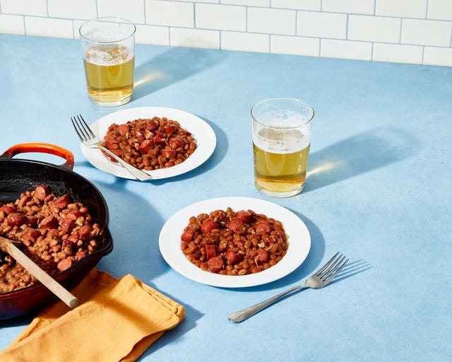 daym drops hot dogs and beans