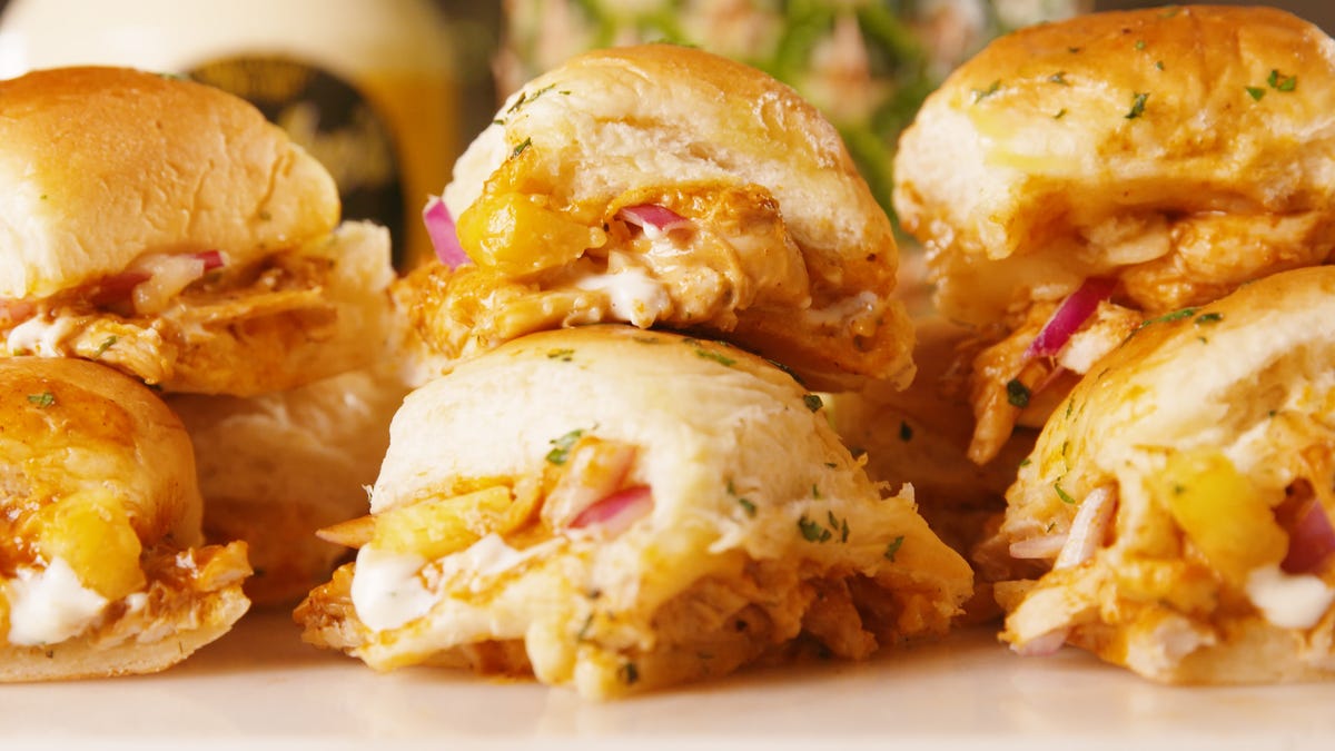 preview for Hawaiian Chicken Sliders | Delish + Duke's Mayo