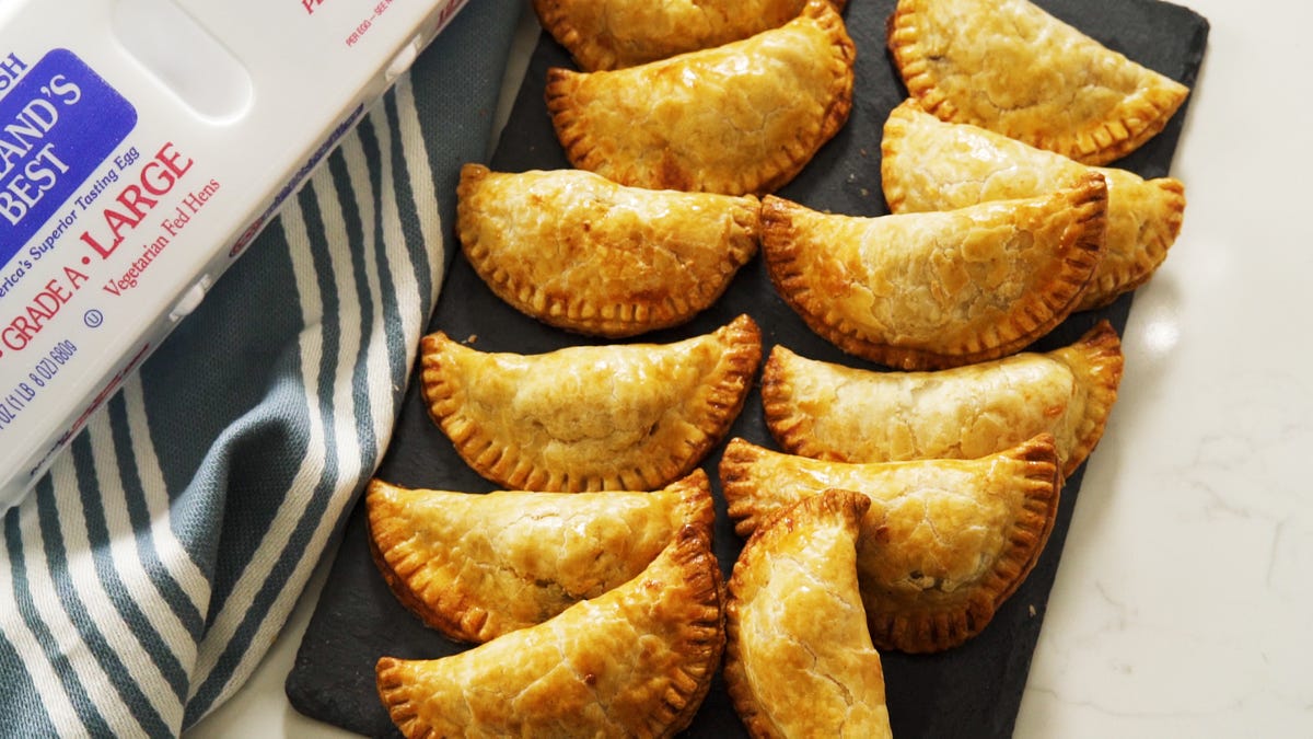 preview for Egg and Sausage Empanadas | Delish + EggLand's Best