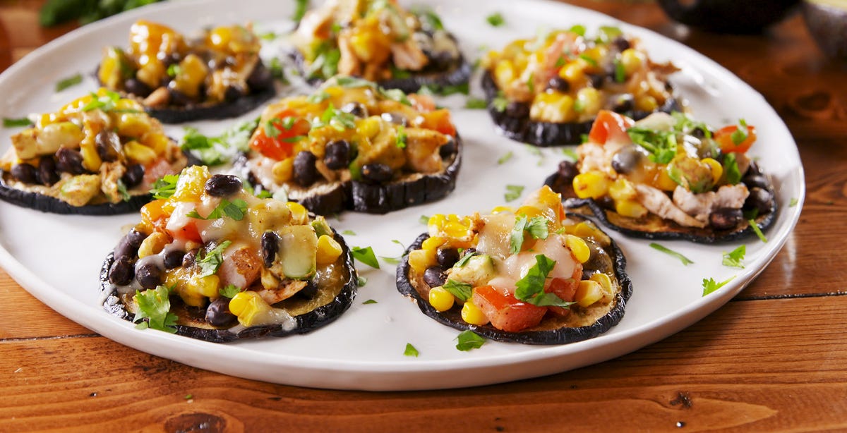 Video player poster image preview for Eggplant Tostadas Bring The Fun Without The Guilt