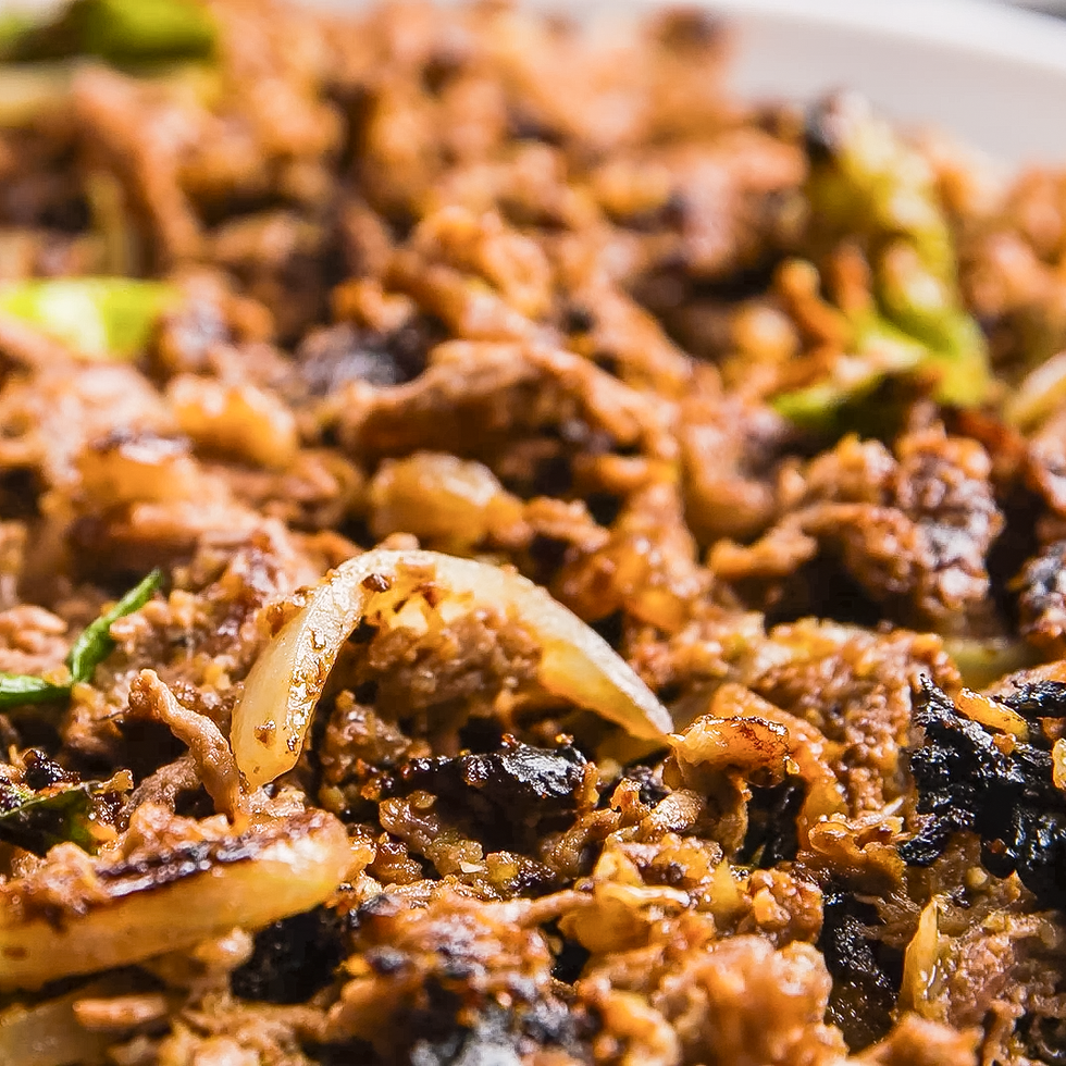 stir fried minced meat with onions and herbs