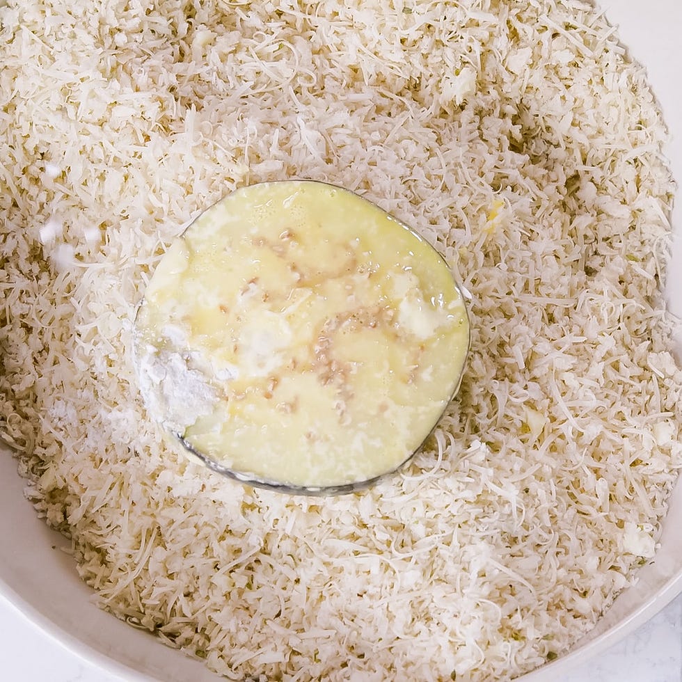 slices of eggplant dredged in panko and parmesan.