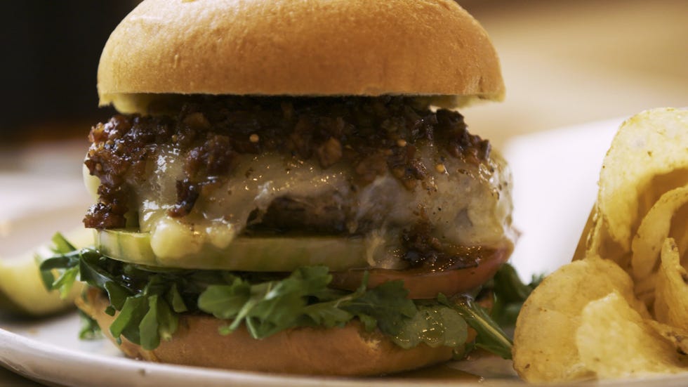 Dish, Food, Hamburger, Buffalo burger, Cuisine, Ingredient, Breakfast sandwich, Veggie burger, Slider, Patty, 