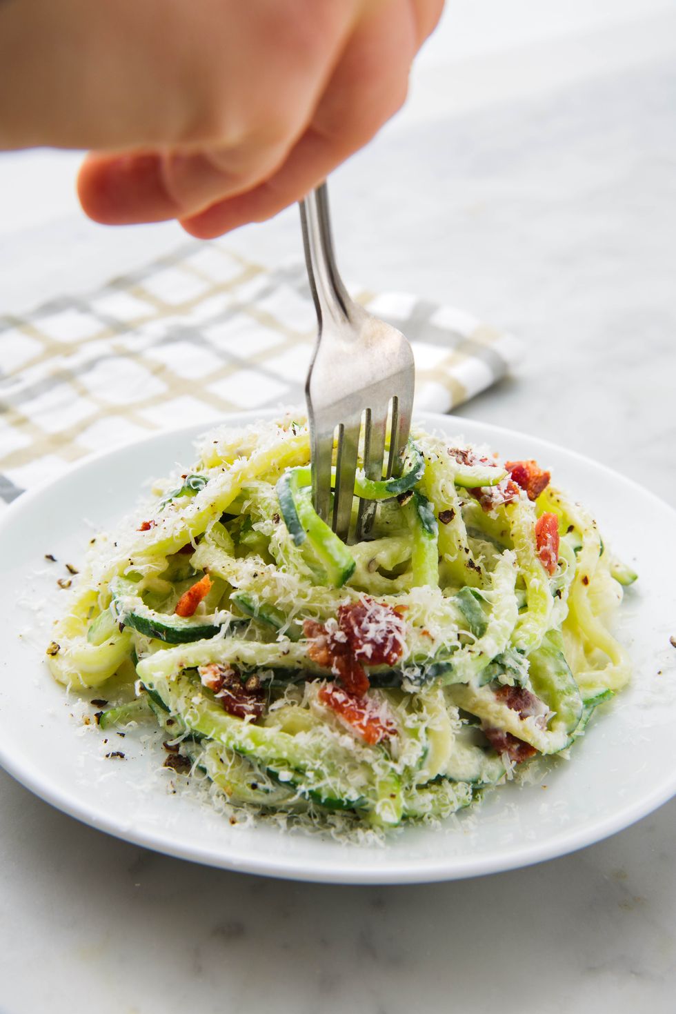 Zoodle Alfredo With Bacon