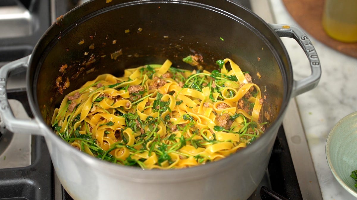 preview for This Lamb Ragù With Pea Shoots Is The Ultimate Springtime Comfort Food