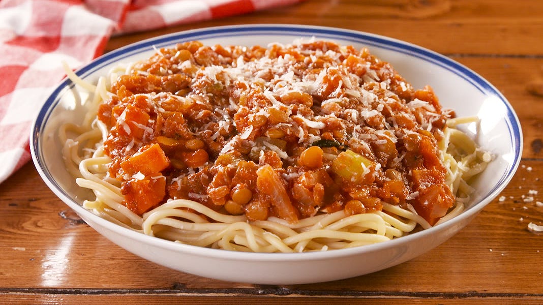 Video player poster image preview for This Super Flavorful Lentil Bolognese Is Surprisingly Hearty