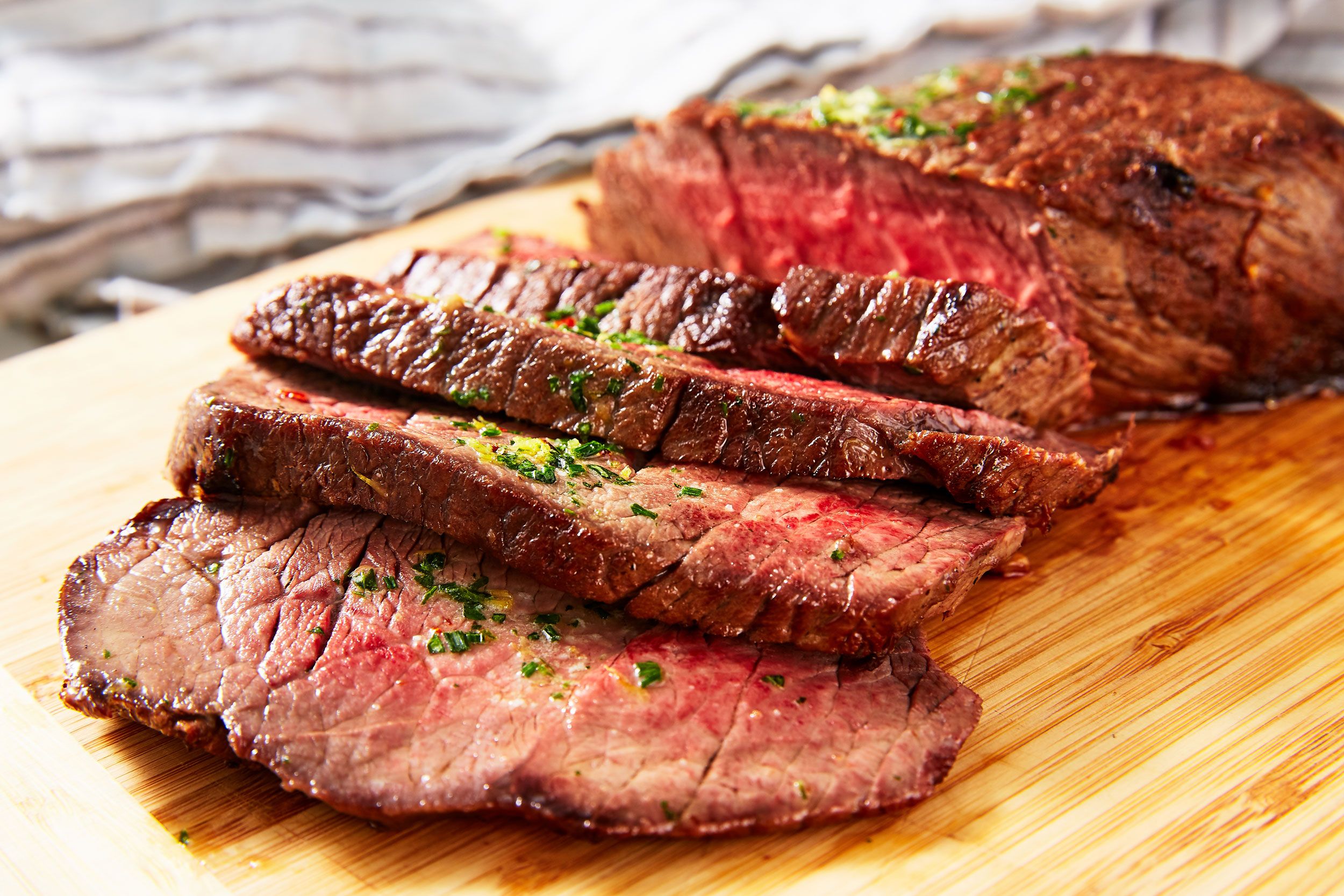 broiled flat iron steak