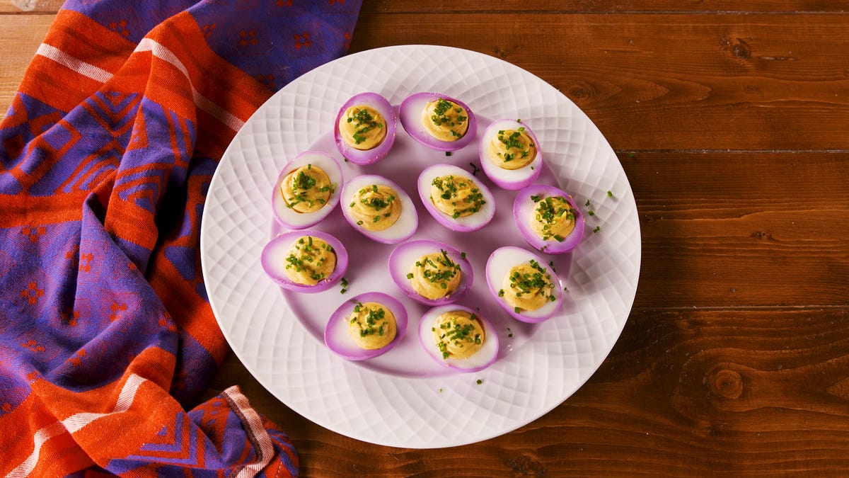 Mardi Gras Deviled Eggs