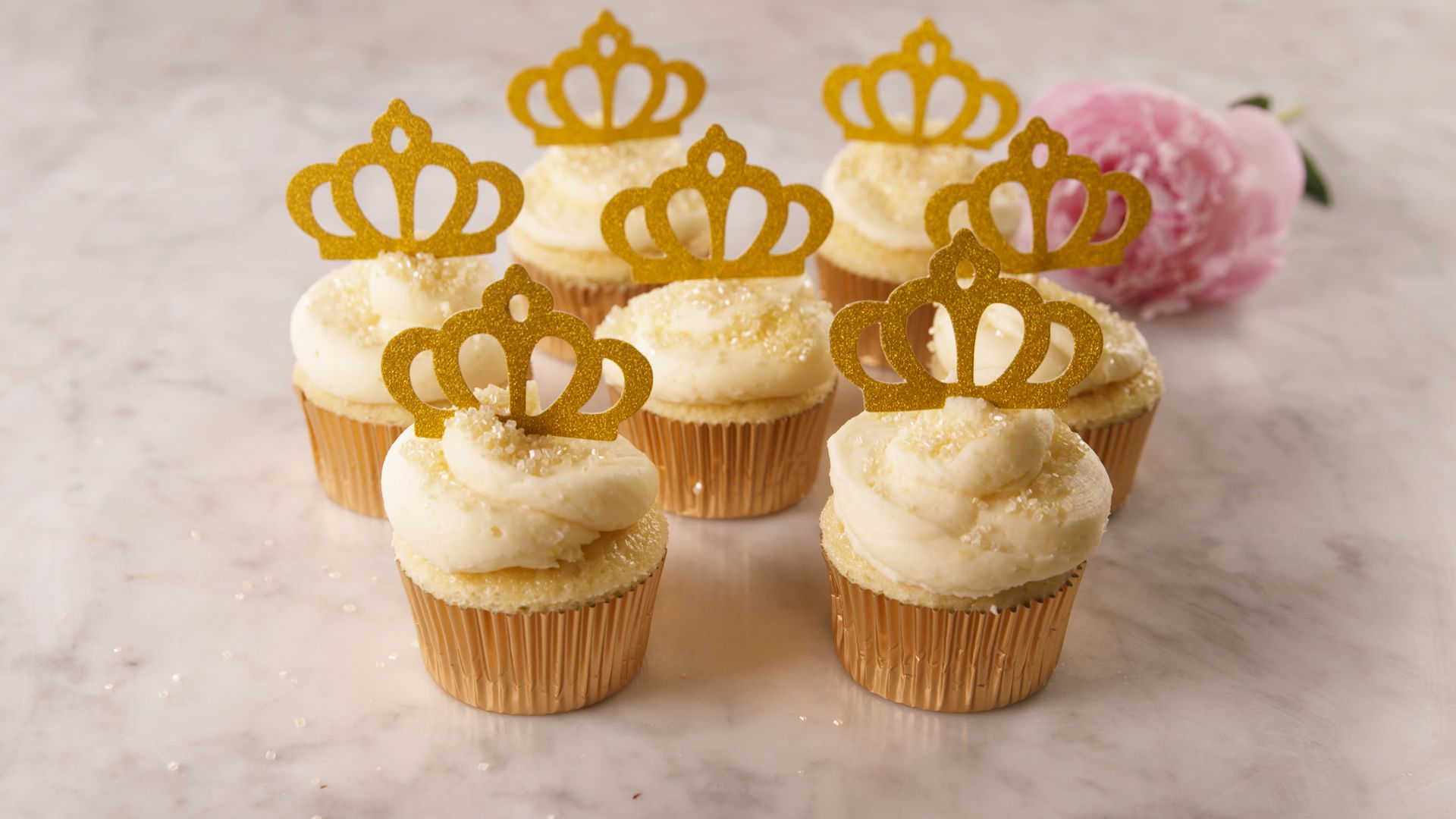Gold Glitter Princess Crown Tiara Cake Cupcake Toppers Picks ...