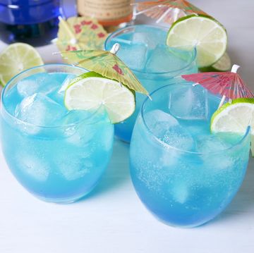 Blue lagoon, Blue hawaii, Drink, Hpnotiq, Cocktail, Non-alcoholic beverage, Alcoholic beverage, Cocktail garnish, Italian soda, Lemonade, 