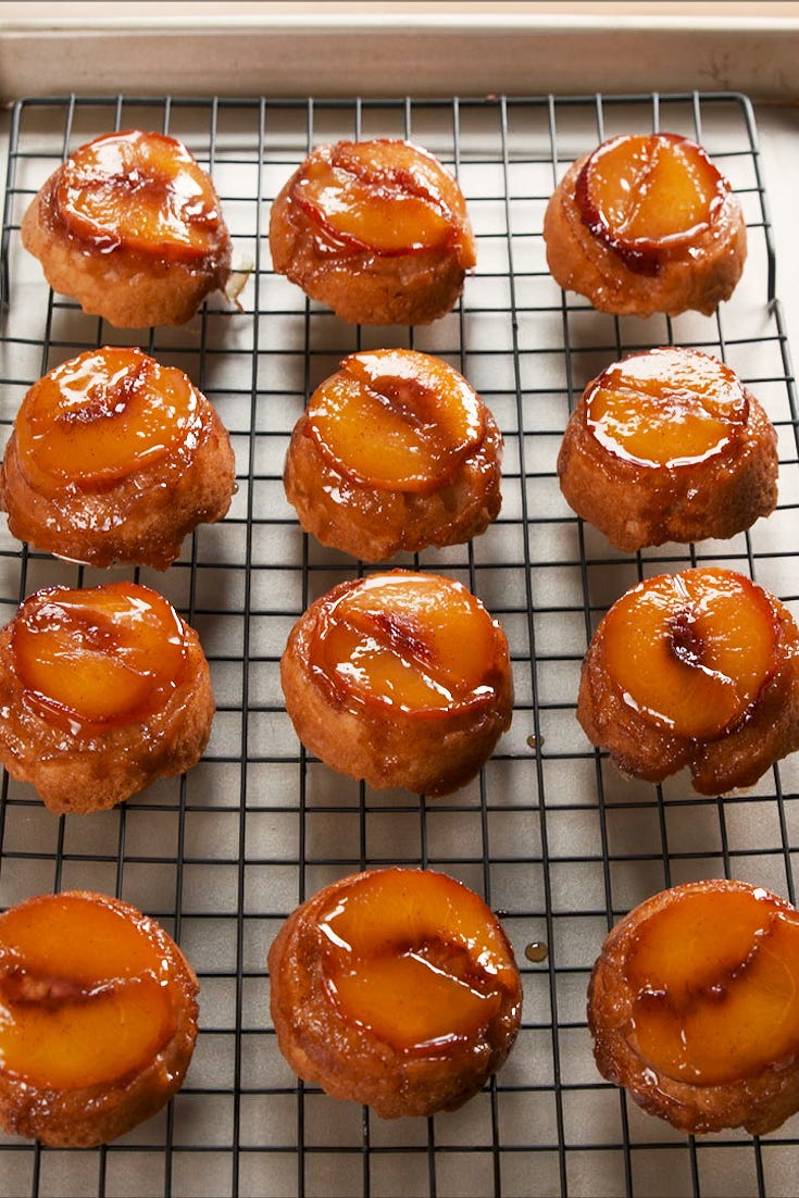 mini upside down peach cobblers