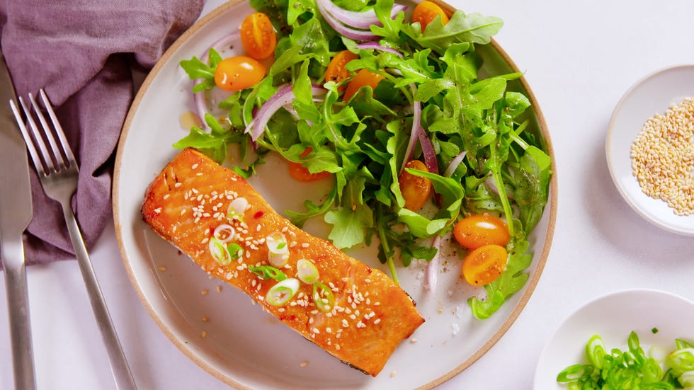 salmon and salad