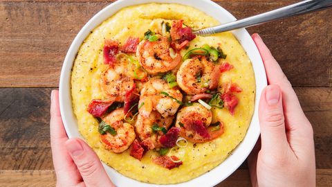 preview for This Cheesy Bacon Shrimp and Grits Can Be Yours In Just 30 Minutes