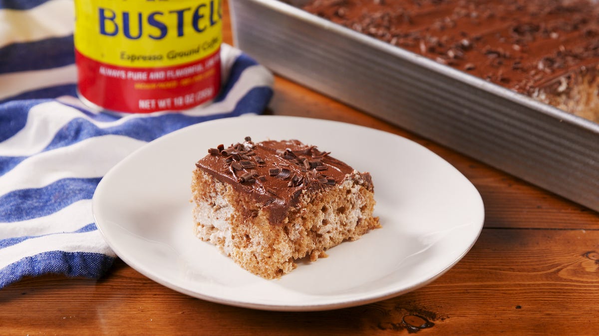 preview for Spice Poke Cake + Marshmallow Fluff + Mocha Frosting = Heaven