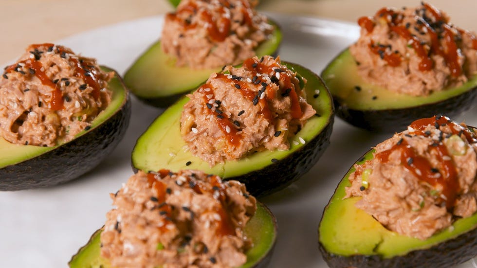 spicy tuna stuffed avocados