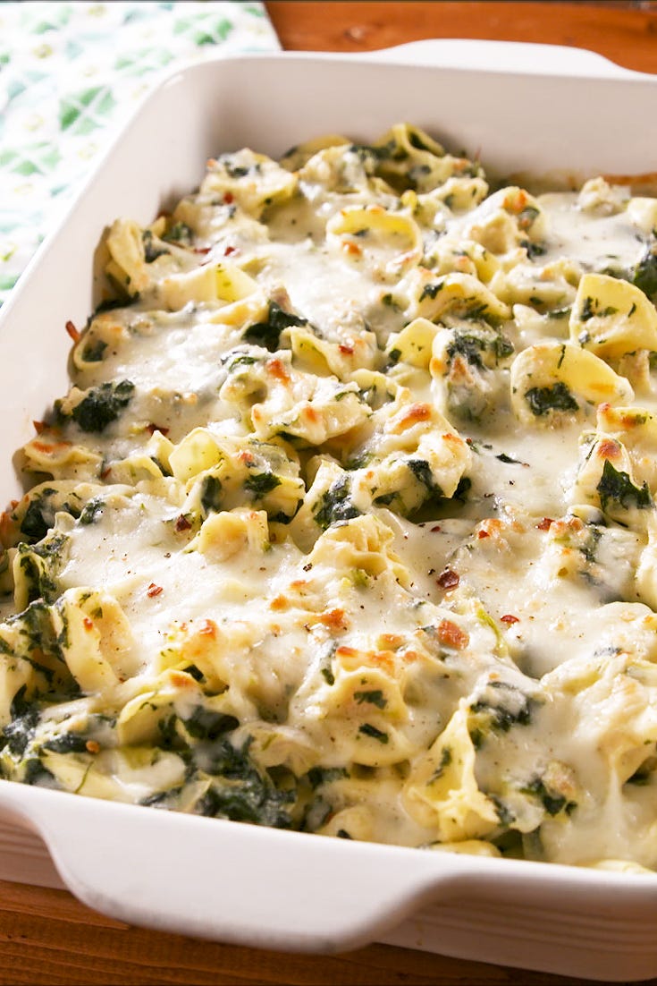 spinach artichoke tortellini bake