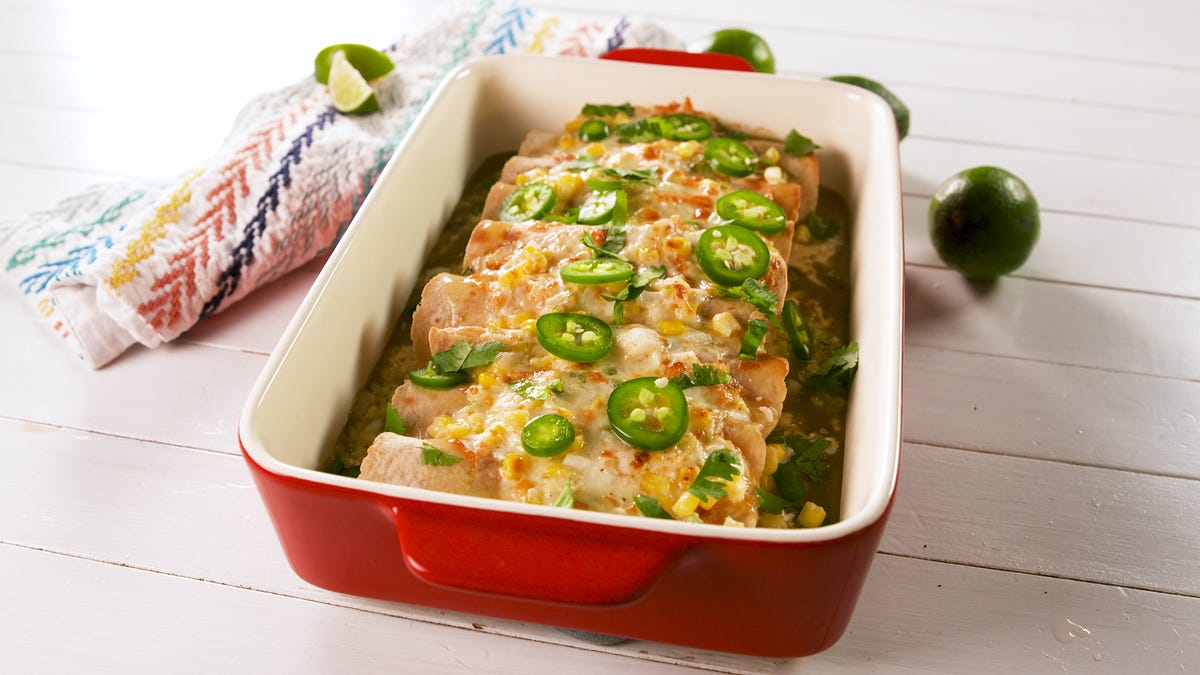 preview for Street Corn Enchiladas Are LOADED With Cheese