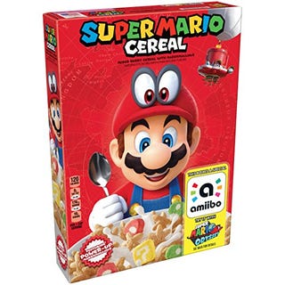 Toy, Animated cartoon, Cartoon, Breakfast cereal, Cereal, Vegetarian food, Animation, Fictional character, Mario, Games, 