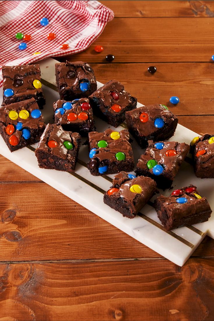 Fudgy M&M Brownies - The Powdered Apron
