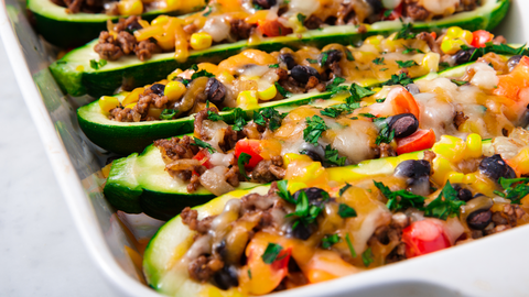 preview for You Won't Miss The Tortilla In These Burrito Zucchini Boats