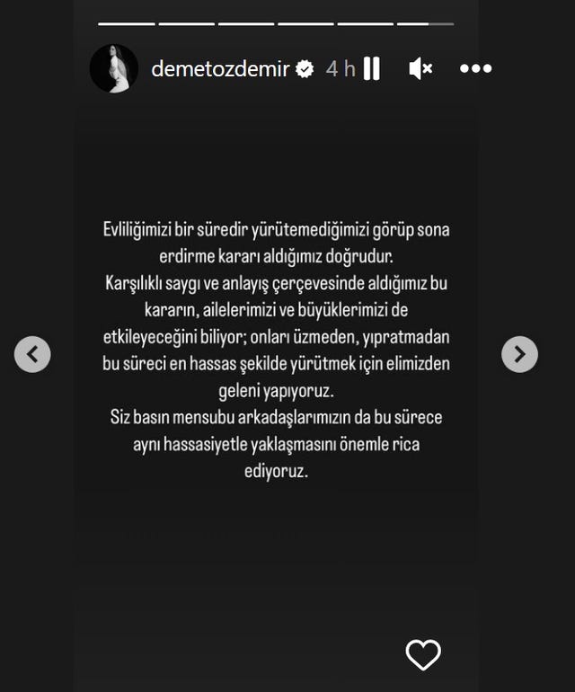demet ozdemir comunicado separación