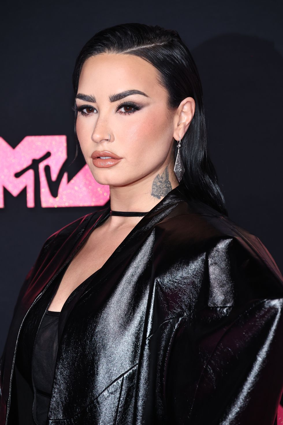 Demi Lovato Looks Like a Vampire Arriving at the 2023 MTV VMAs