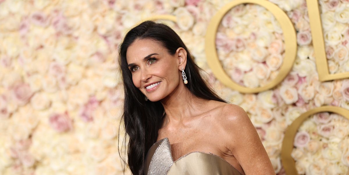 Demi Moore Brings Gilded Glamour to the 2025 Golden Globes Red Carpet