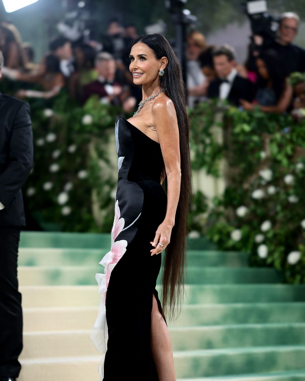 demi moore's hair reaches down to her knees for met gala 2024