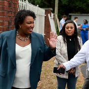 georgia gubernatorial candidate stacey abrams holds press conference on election day