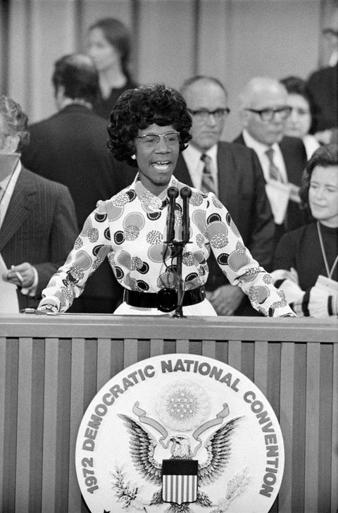 Democratic US Congresswoman Shirley Chisholm thanking Delegates from Podium during Third Session of Democratic National Convention, Miami