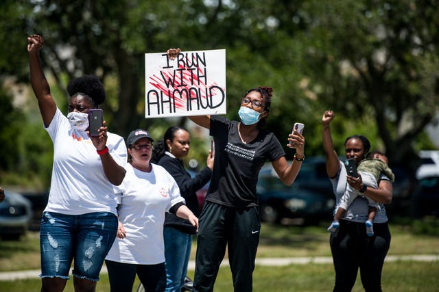brunswick, georgia community demonstrates for justice surrounding shooting death of jogger ahmaud arbery