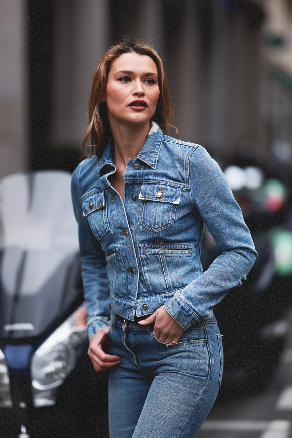 Denim sweatshirt jacket on sale