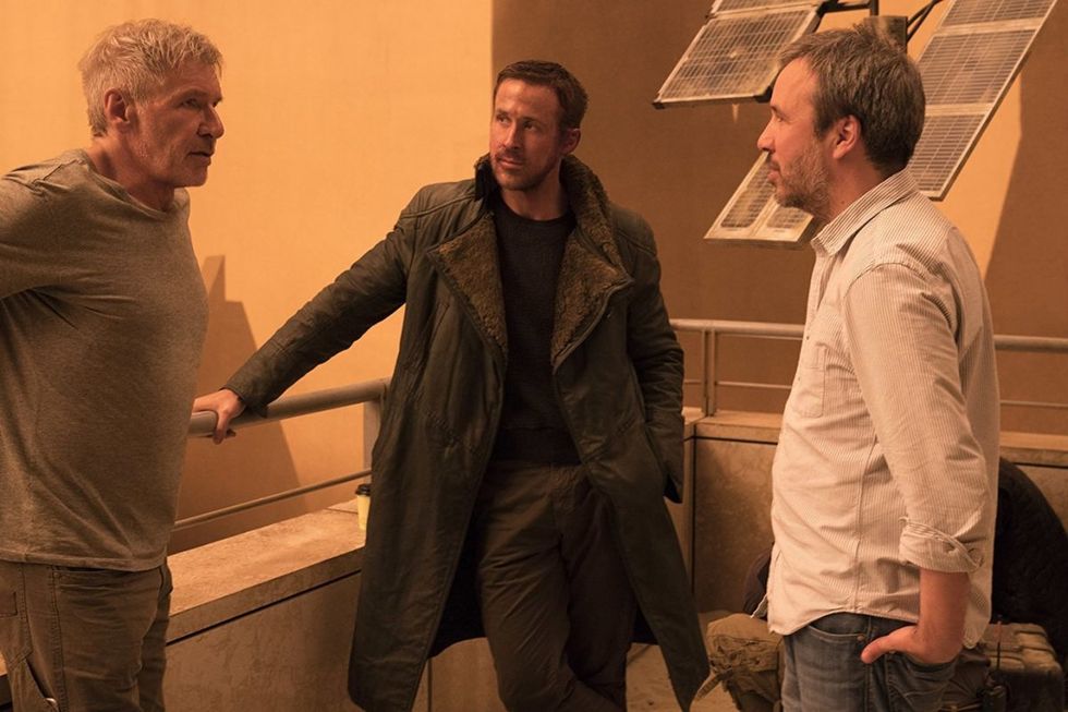 Harrison Ford, Ryan Gosling, and Denis Villeneuve